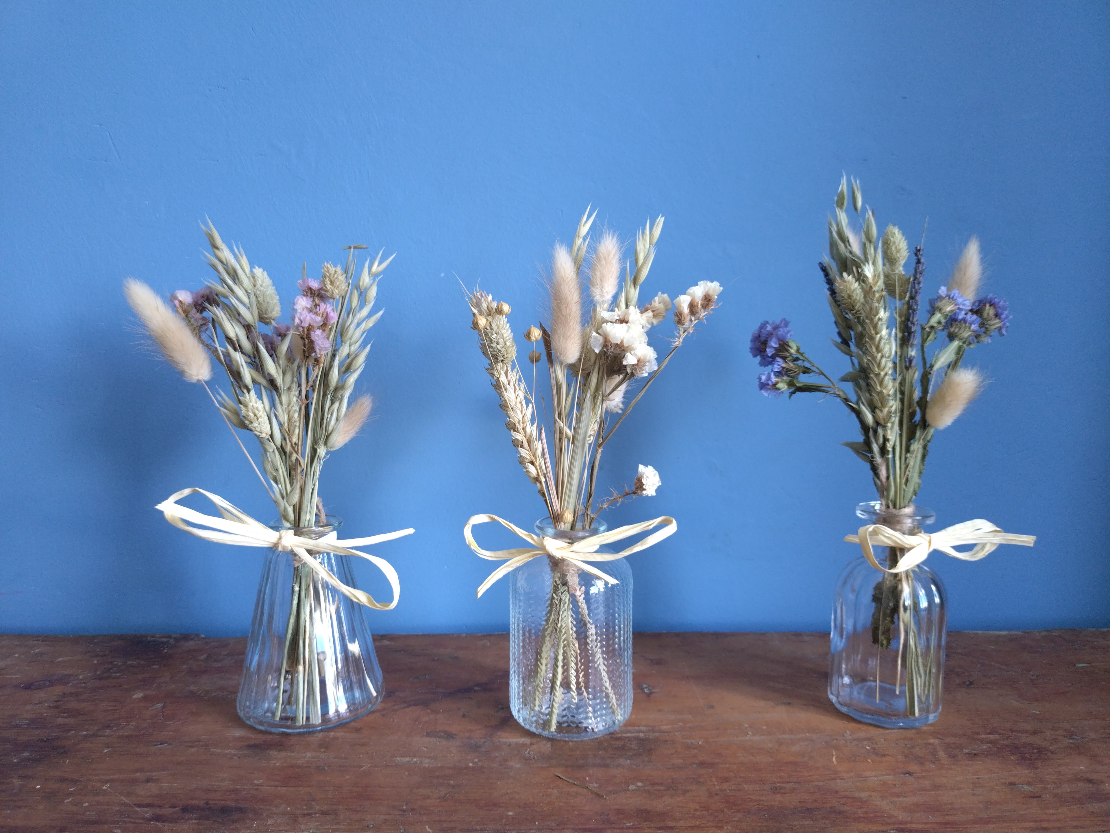 Dried flower posy and vase